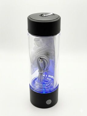 H2 Hydrogen Rich Water Generator Bottle USB Rechargeable Blue LED No Box